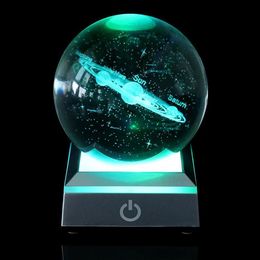 Novelty Items 60cm 80cm K9 Crystal Solar System Planet Globe 3D Laser Engraved Sun Ball With Touch Switch LED Light Base Astronomy1716