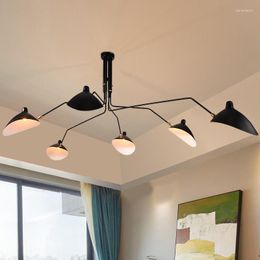 Pendant Lamps Nordic Multi 3/6heads Ceiling Pandent Lights For Living Room Bedroom Black Led Chandelier Luminaire Home Decor