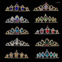 Hair Clips ZANLLOY Girls Birthday Coloured Crystal Tiara Bridal Wedding Prom Accessories Princess Crown Jewellery Gift