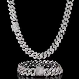 15mm 18mm 19mm Hip Hop Fine Jewelry Baguette Diamond Men Necklace Sterling Silver Fully Vvs Moissanite Luxury Cuban Link Chain272D