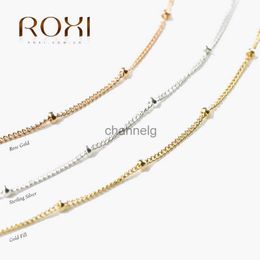 Chain ROXI 925 Sterling Silver Bracelet Tiny Thin Beads Curb Chain Bracelet for Women Simple Charm Bracelets Bangles Wedding Jewelry YQ231130