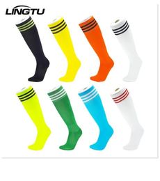 Football socks flat needle spring and summer polyester cotton adult long tube over the knee stripe three bars