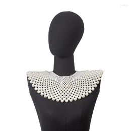 Choker Luxury Weaving Pearls Shawl Cape Multi-layers Pearl Chocker Necklace Shoulder Chain Wedding Party Women Dress Body Jewelry