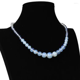 Chains Pick Size 6mm-14mm Light Blue Beads Transparent Sheen Making Diy Design Opal Necklace Fit Special Day Findings 18inch H118