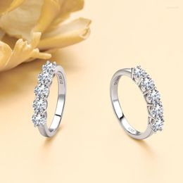 Cluster Rings Anziw Half Eternity Bands D Colour 0.3ct 5 Stone Moissanite Ring 925 Sterling Silver For Women Fine Accessories Certified