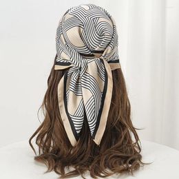 Scarves Women Fashion 70 70CM Satin Silk Square Scarf Elegant Printed Graphic Design Headkerchief Lady Versatile Foulard Head