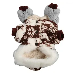 Dog Apparel Christmas Hooded Coat Snowflake Elk Pattern Winter Jacket Avoid Losing Hair For Indoor
