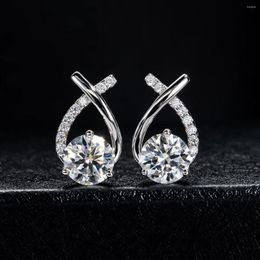 Stud Earrings Smvp Total 4 Carat D Colour Moissanite Diamond For Woman 925 Sterling Silver 18K Gold Plated Earring