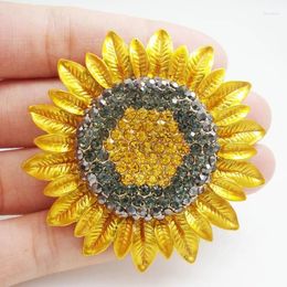 Brooches Fashion Jewelry Charming Sunflower Flowers Yellow Rhinestone Crystal Brooch Pin