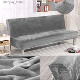 Chair Covers Velvet Plush Armless Sofa Bed Cover Folding Seat Slipcover Modern Stretch Sofa Bed Covers Elastic Couch Protector Home Hotel Q231130