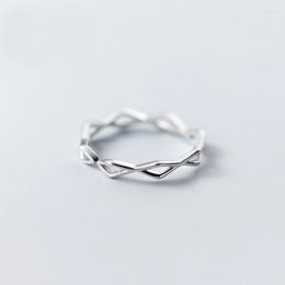 Cluster Rings Arrival 2023 925 Sterling Silver S925 Ring Female Simple Hollow Cross Braided Open Cold Wind Single J5220