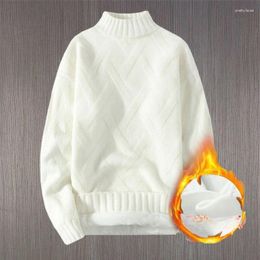 Men's Sweaters 2023 Autumn Thicken Cashmere Solid Sweater Knitted Pullovers Knitwear Winter Tops Long Sleeve High-End Jumpers A106