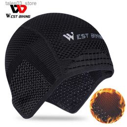 Beanie/Skull Caps WEST BIKING Winter Knitted Cap Cycling Hat Windproof Sport Ear Protection MTB Bicycle Running Skiing Motorcycle Bike Skull Cap Q231202