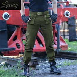 Men's Pants Field Lived Casual Army Joggers Tactical Many Pocket Zipper Cargo Combat Cotton Straight Male Trousers Green Black