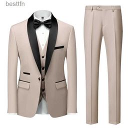 Men's Suits Blazers Men Business Casual Wedding Suit 3-piece Suit2023spring New Dress Suit lticolor Fashion Host Boutique High-quality 3-piecesuitL231130