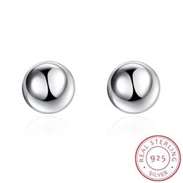 High Quality 925 Sterling Silver Jewellery Women Round Ball Stud Earrings Fashion Elegant Earings Whole 8mm 10mm265k