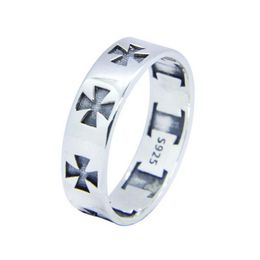 Size 6-10 Lady Girls 925 Sterling Silver Ring Jewelry Newest S925 Punk Style Cycle Cross Ring303G