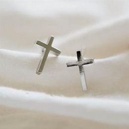 Fashion Crosses Ear Studs Smooth Surface Gold Silver Rose Three Color Optional Suitable for Men And Women190P