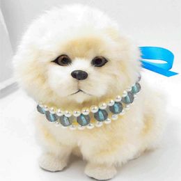 Dog Collars Useful Bowknot Faux Pearl Neck Jewelry Pet Acrylic Fine Workmanship