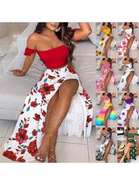 Two Piece Dress 2023 Summer European and American Slim Fit French Bohemian Print Mid Length Women s Retro Bra Set 231130