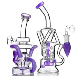 New straight Thick Glass Bongs with Double Perc Trees Glass Water Pipes With 14mm Female Banger In Stock 1 pcs oil burner