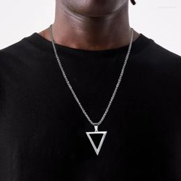 Pendant Necklaces Fashion Triangle Necklace Men Handmade Simple Stainless Steel Box Chain For Jewelry Gift