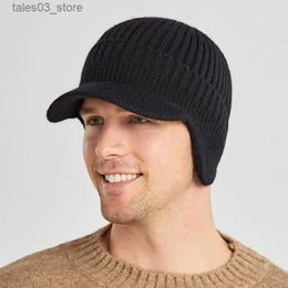 Beanie/Skull Caps Autumn Winter Men Skullies Beanies Solid Colour Knitted Beanies Hat For Male Warm Comfortable Skullcap Outdoor Visor Hedging Caps Q231130