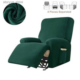 Chair Covers Stretch Velvet Recliner Sofa Cover for Living Room Elastic All-inclusive Armchair Slipcovers Solid Colour Single Couch Covers Q231130