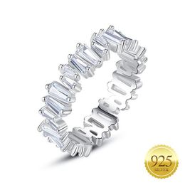 5mm 925 Sterling Silver Wedding Band Ring AAA CZ Cut Cubic Zircon Eternity Irregular Baguette Anniversary Engagement Rings for Wom3391