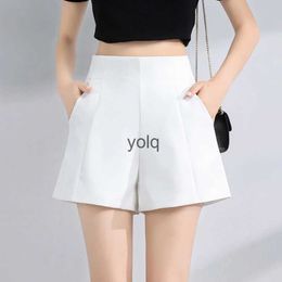 Women's Shorts Suit Women High Waist A-line Spring Summer Casual Loose Wide Leg on Lady Bla Whiteyolq