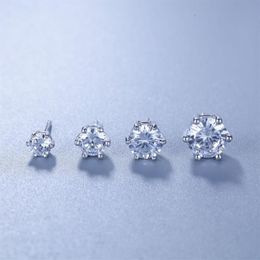 100% 925 Sterling Silver clear Cubic Zirconia Stud Earrings for Children Girls Kids Baby Jewellery s925 silver men women jewelry232g