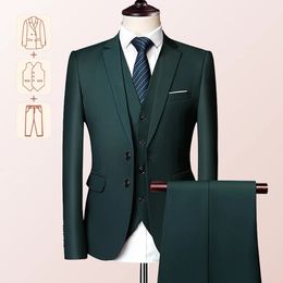 Men's Suits Blazers Genuine BlazerVestPants Business Casual Suit for Weddings Big Size and Tall Slim Fit Waistcoat Dress Trousers 231206