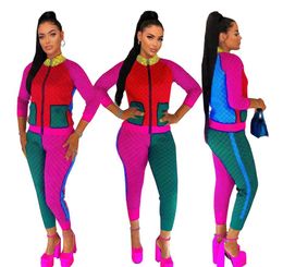 NewGGSS spring women's casual printed Two Peice set jacket+pant jogging Suits women Y2K rainbow tracksuits designer casual zipper jackets and Jogger pants