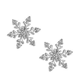 10 Pairs Lot New White snowflake Cubic Zirconia Gems Stud Ear 925 Sterling Silver Plated Stud Wedding Earrings For Women262N