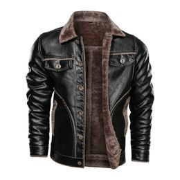 Mens Leather Jacket Designer Winter Autumn Fur Coats Motorcycle PU Leather Jacket Windbreaker Thick Warm Outerwear Overcoat