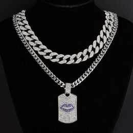 Cuban link chain mens necklace Hot selling hip hop necklace personalized sweater chain with diamond inlay alloy Cuban chain set Hip Hop Necklace Men Jewelry