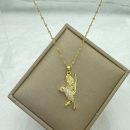 Pendant Necklaces Zircons Bird Stainless Steel Necklace For Women Fashion Jewerly Accessories Design Cute In