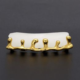 New Custom Fit Gold Colour Hip Hop Teeth Drip Grillz Caps Lower Bottom Grill Silver Grills302m