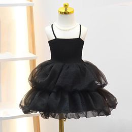 Girl Dresses Black Dress For Kids Girls Summer Clothes 2023 Sleeveless Strap Sling Tulle Tutu Korean Style Princess Sundress