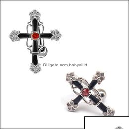Body Arts Body Arts Tattoos Art Health Beauty 14G Cross Cz Belly Button Rings Jewellery 316L Surgical Steel Clear Reverse Curved Dh74O D Dht6F