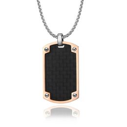 Pendant Necklaces Carbon Fiber Dog Tag Men's Necklace For Military Army Soldier Jewelry Gift Stainless Steel 24Inch Chain Lin271j