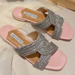 Aquazzura Shoes Low Slippers Rhinestone Heel Casual Sandals Flat Lace Dancer Wedding Shoes Luxury Designer Shoes Party Womens Shoes Shoes 42