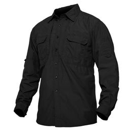 Men's Casual Shirts Tactical Summer Lightweight Quick Drying Army Military Long Sleeve Outdoor Work Cargo ShirtsMen's