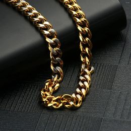 Chains Necklace For Men 7mm Cuba Chain High Quality Stainless Steel Gold Colour Two Side Fashion Jewellery Accessory Father Gift
