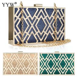 Evening Bags Acrylic Box Bag With Chain Women S Shoulder Blue Geometric Hard Surface Party Clutch And Purse Bolsas Feminina 231130