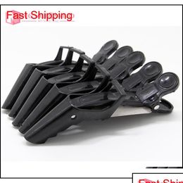 Hair Clips Hair Stick Barrette Wholesale- 5Pcs Lot Black Red Hairdressing Salon Sectioning Clamp Clogodile Clips Hairpin Grip 4 Mti-Co Dhz74