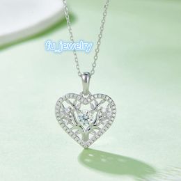 925 Sterling Silver Fashion Necklace Engagement Heart Shape Moissanite Diamond Full Pave Pendant Fashion Jewellery Gifts