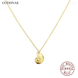 Pendants CCFJOYAS 925 Sterling Silver Shell Necklace For Women European And American Conch Clavicle Personality Niche