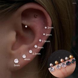 Stud Earrings 1pcs Cubic Zircon Stainless Steel Piercing Earring For Women Men Barbell Cartilage Tragus Jewelry