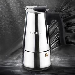2 - 6 Cups Stainless Steel Moka Coffee Maker Mocha Espresso V60 Latte Stovetop Philtre Coffee Pot barista milk pitcher Tools 210408258t